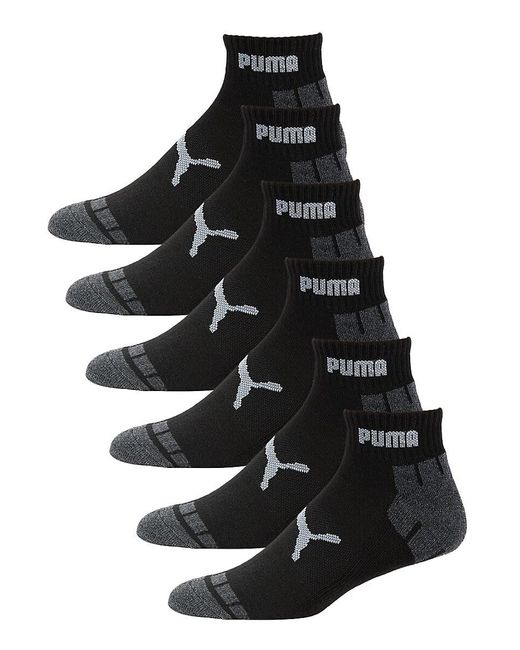 PUMA Black 6-pair Logo Crew Socks for men