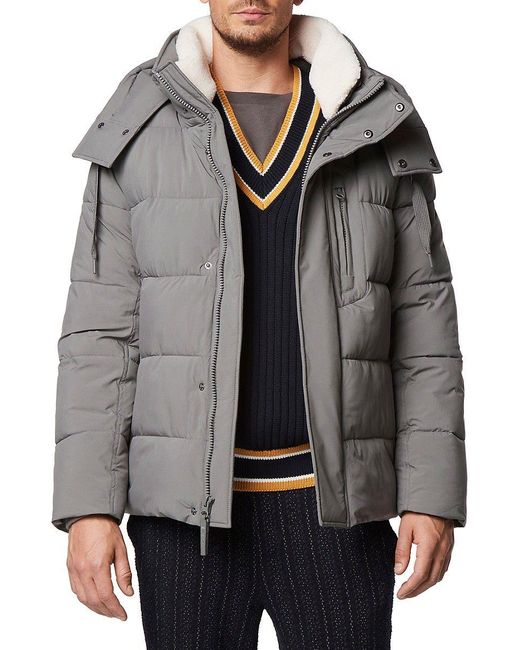 Andrew Marc Howe Faux Fur Collar Puffer Jacket in Grey (Gray) for Men ...