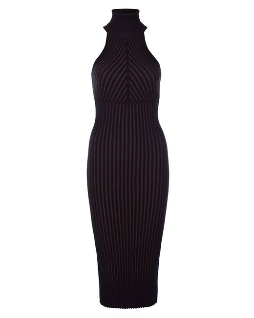 GOOD AMERICAN Black Cutout Rib Knit Midi Dress