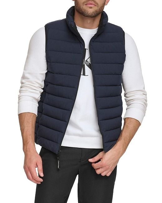 Calvin Klein Gray Stretch Puffer Vest for men