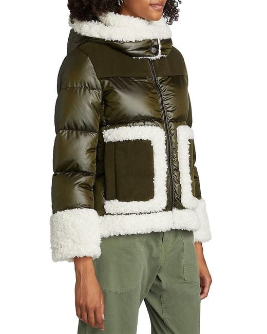 Mercer Collective Black Dana Mixed-media Hooded Down Coat