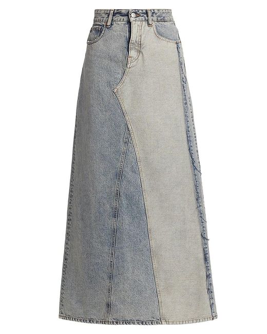 MM6 by Maison Martin Margiela Gray A-Line Denim Maxi Skirt