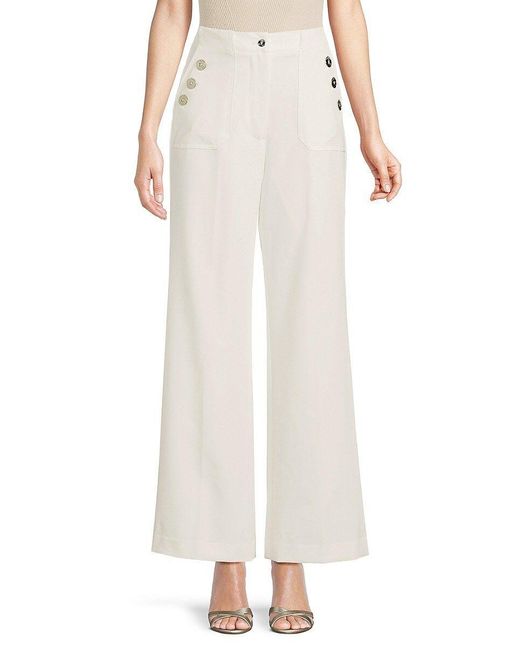 Tommy Hilfiger Solid Wide Leg Pants in White | Lyst