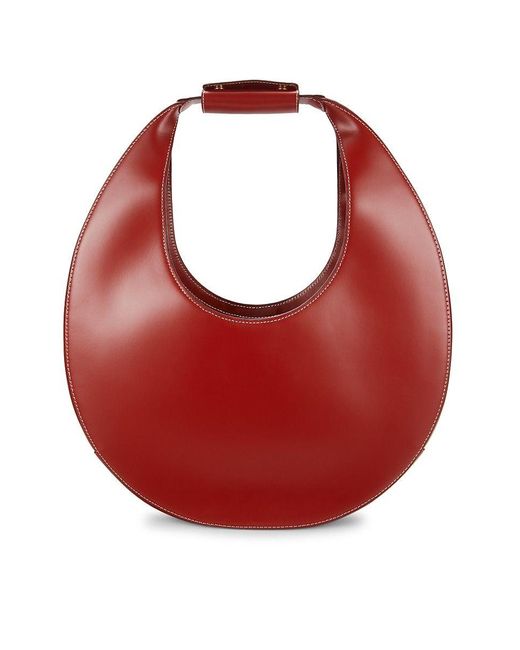 STAUD Large Leather Moon Bag in Red Lyst
