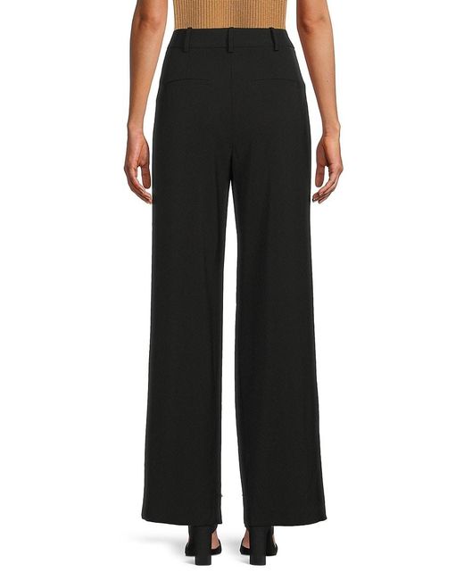 French Connection Black Hallie Pleated Wide Leg Pants