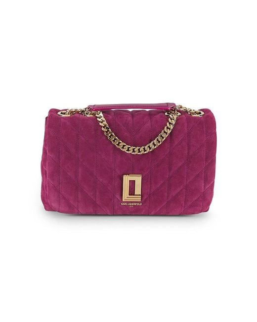 Karl Lagerfeld Purple Lafayette Suede Crossbody Bag