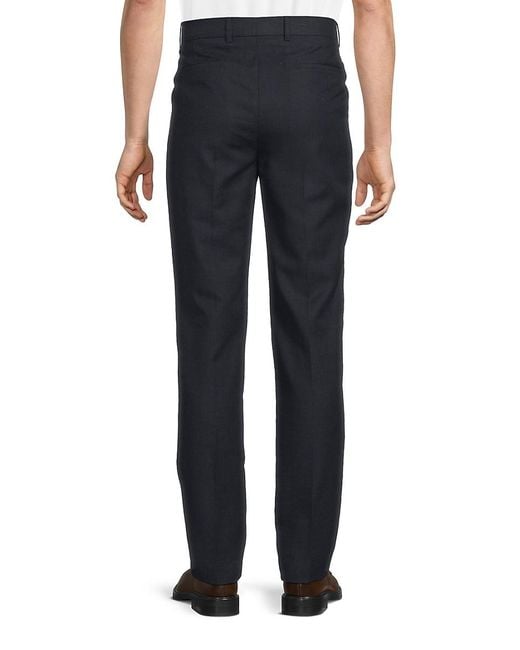 Brunello Cucinelli Blue Flat-Front Pinstriped Wool-Blend Trousers for men
