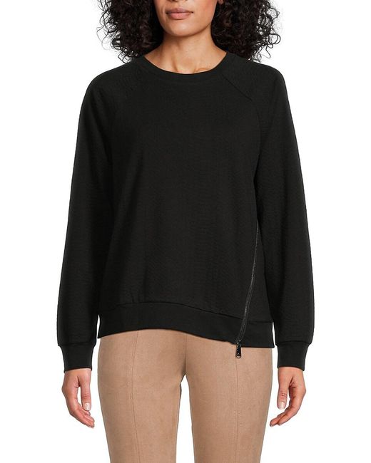 Andrew Marc Black Python Effect Zip Sweatshirt