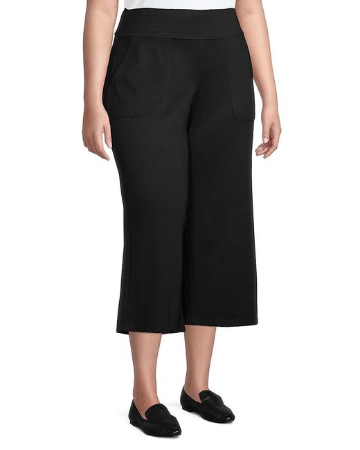 Max Studio Synthetic Plus Cropped Wide-leg Pants in Black - Lyst