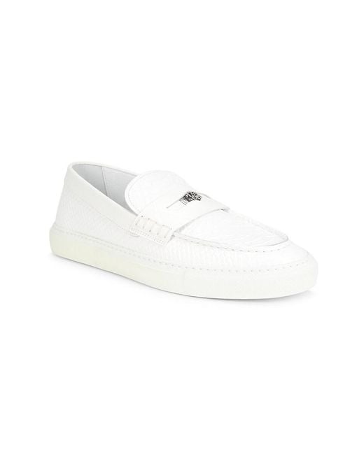 Roberto Cavalli White Textured Leather Bit Loafers for men