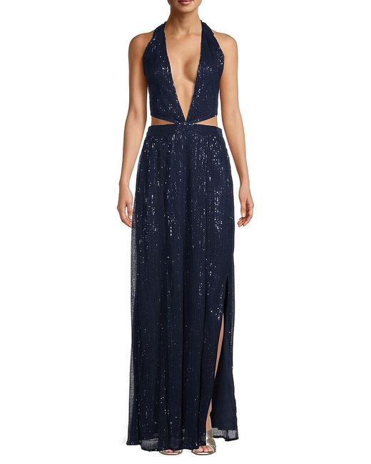 Ramy Brook Selena Cut Out Sequin Gown in Blue | Lyst UK