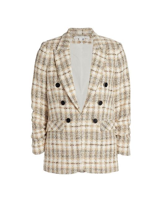 Veronica Beard Beacon Plaid Double-breasted Blazer in White | Lyst