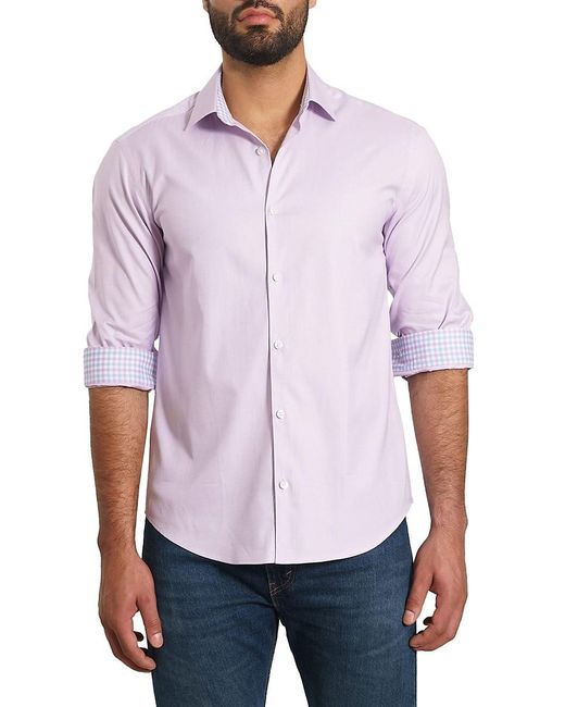Jared Lang Purple 'Spread Collar Pima Cotton Shirt for men