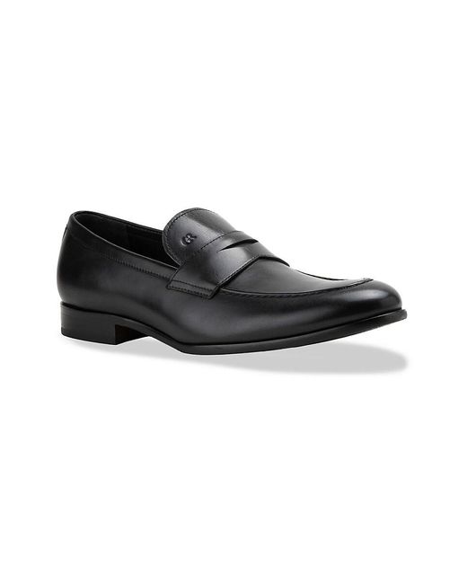Gordon Rush Black Avery Leather Penny Loafers for men