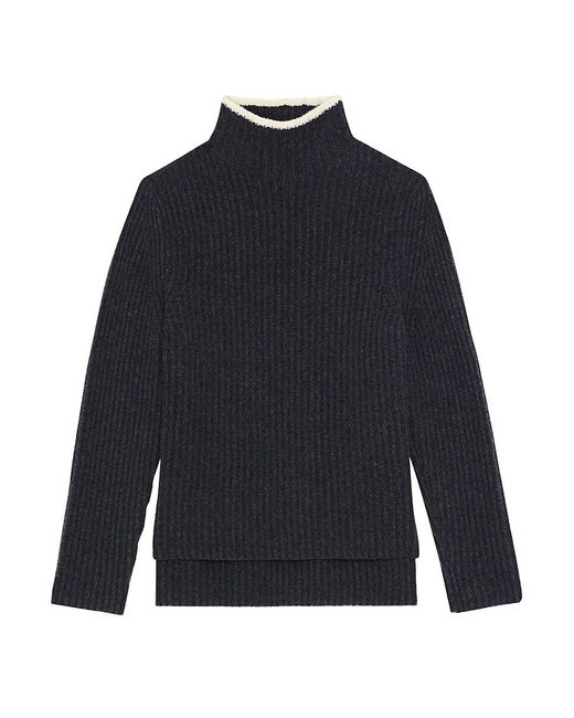 Theory Blue Karenia Ribbed Wool & Cashmere Sweater