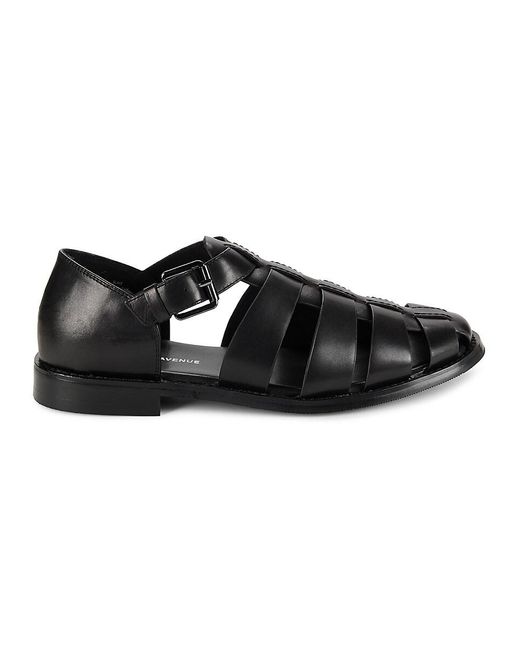 Saks Fifth Avenue Black Blake Leather Strappy Sandals for men