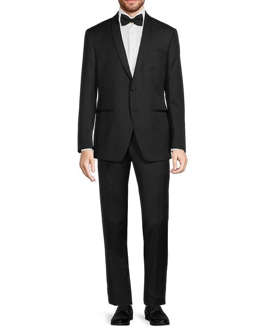 Saks Fifth Avenue Black Modern Fit Shawl Lapel Wool Tuxedo for men