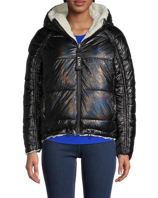 NVLT Reversible Faux Fur Puffer Jacket in Black Lyst