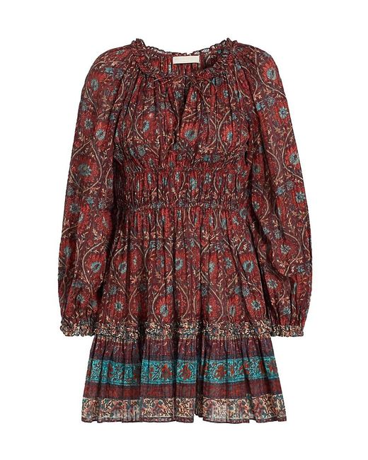 Ulla Johnson Red Val Botanical Shadow Stripe Dress