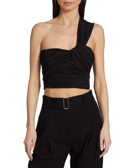 A.L.C. Black A. L.C. Apollo Linen Blend One Shoulder Top