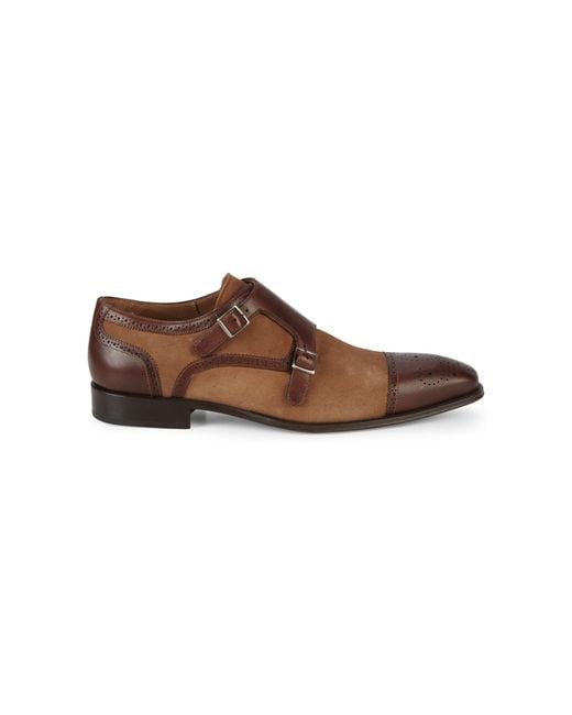 Mezlan Brown Double-buckle Monk-strap Shoes for men