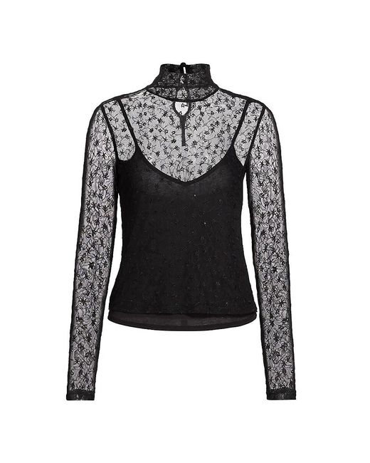 Rag & Bone Black Dahlia Lace Turtleneck Top