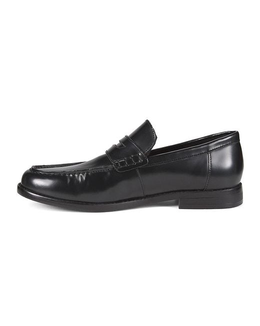 Kenneth Cole Black Moc Toe Leather Penny Loafers for men