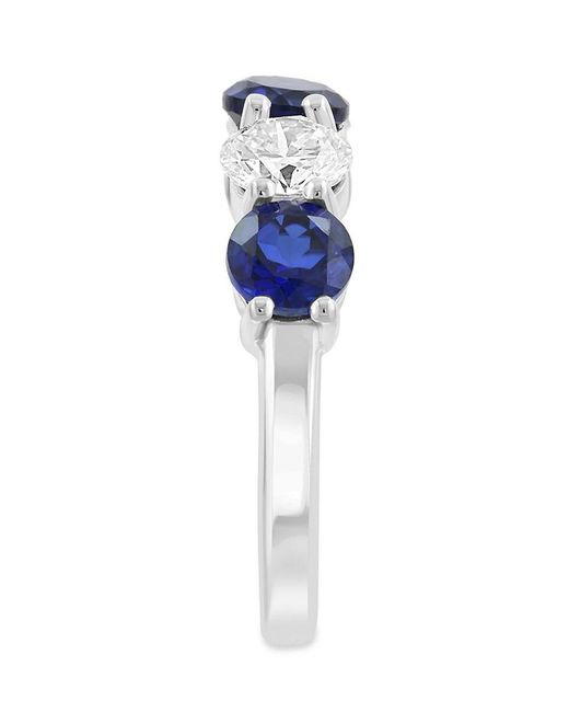 Effy Blue 14K, 1.65 Tcw Lab Grown Sapphire & 0.98 Tcw Lab Grown Diamond Band Ring