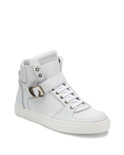 Roberto Cavalli Leather Colour-block High-top Sneakers in White for Men Mens Shoes Trainers High-top trainers 