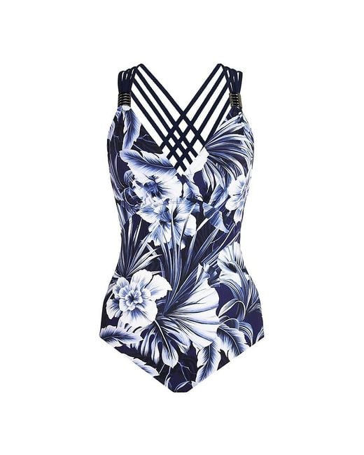 Miraclesuit Blue Panther Horizon Floral One-piece Swimsuit