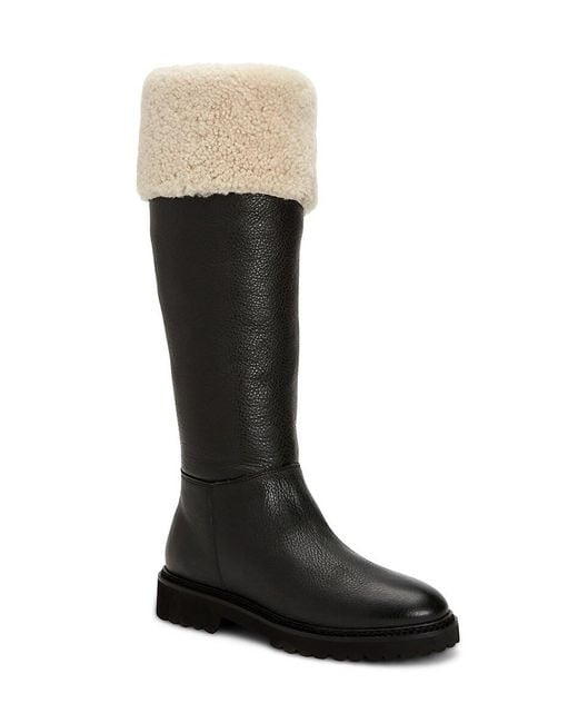 Aquatalia Magnolia Knee high Shearling lined Leather Boots in