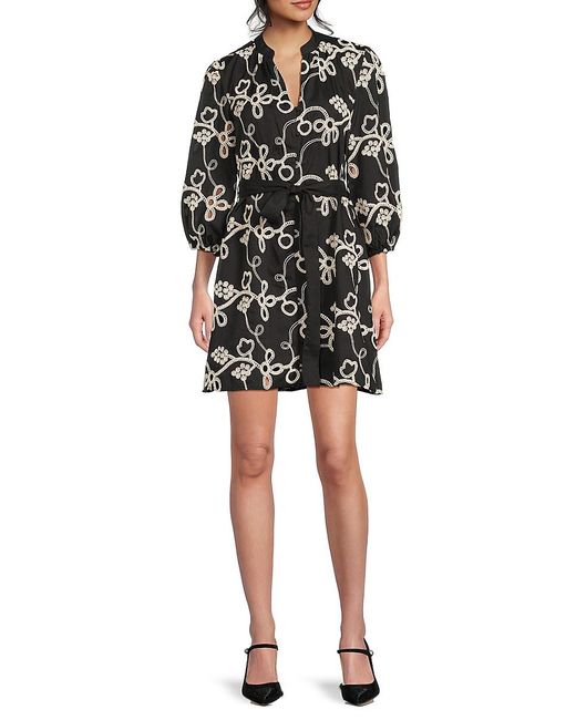Sam Edelman Black Rope Embroidered Minidress