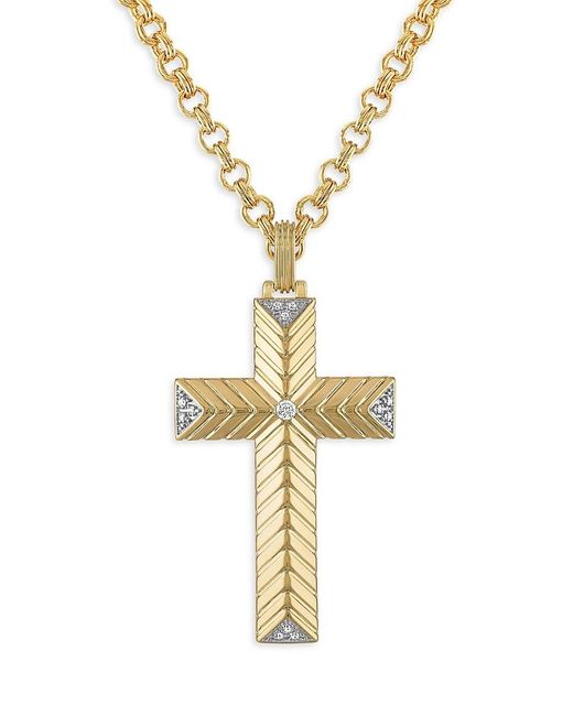 Esquire Metallic 14k Goldplated Sterling Silver & 0.1 Tcw Diamond Cross Pendant Necklace for men
