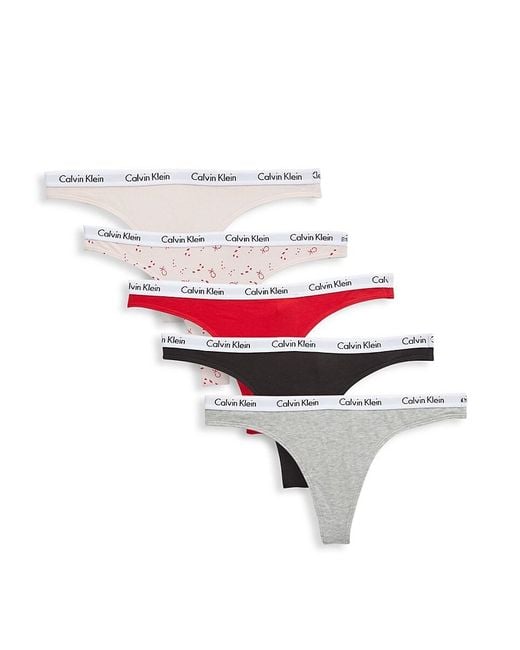 Calvin Klein Carousel Logo Cotton Thong Multipack Panty in White