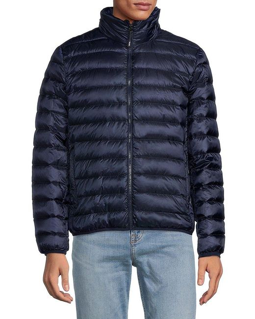 Tumi Packable Hood Down Puffer Jacket in Blue for Men | Lyst