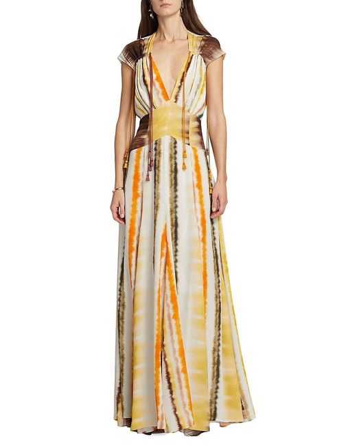 Silvia Tcherassi Metallic Marion Dyed Stripe Maxi Dress