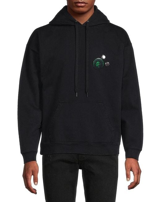 Second/Layer Black Vintage Wash Cotton Fleece Hoodie for men