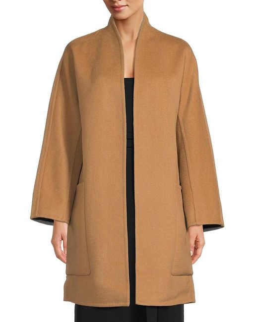 Vince Natural Collarless Reversible Open Front Coat