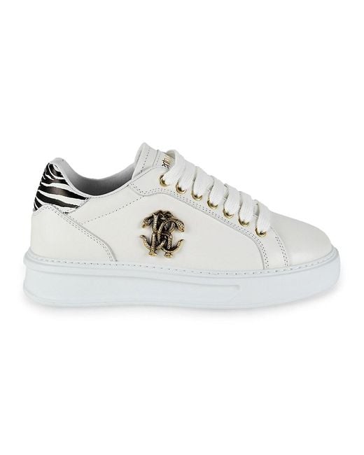 Roberto Cavalli White Low Top Leather Sneakers