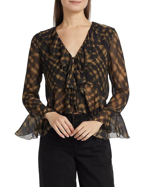 Rails Black Nicoletta Ruffle-Sleeve Top