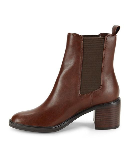 Saks Fifth Avenue Brown Chloe 55mm Stacked Heel Ankle Boots