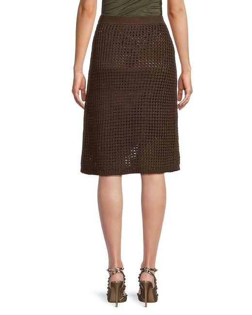 Theory Brown Woven Eyelet Skirt