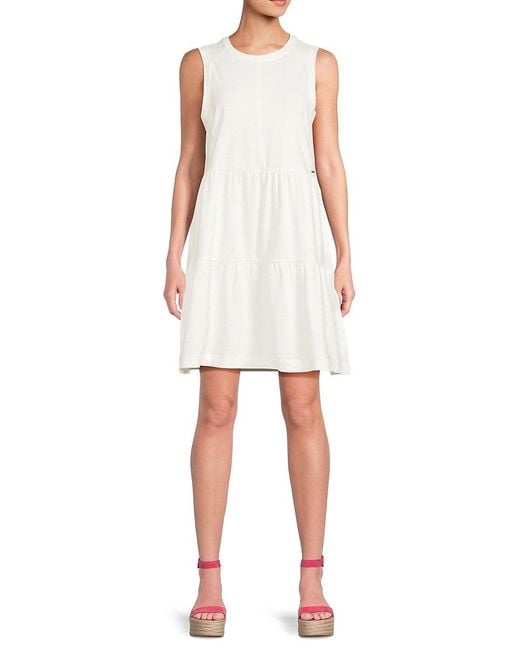 DKNY White Sleeveless Mini Dress