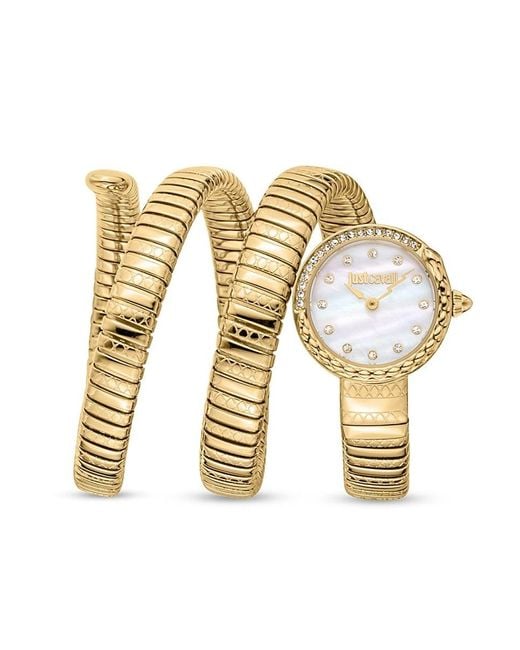 Just Cavalli Metallic Stainless Steel & Crystal Wrap Watch/22Mm