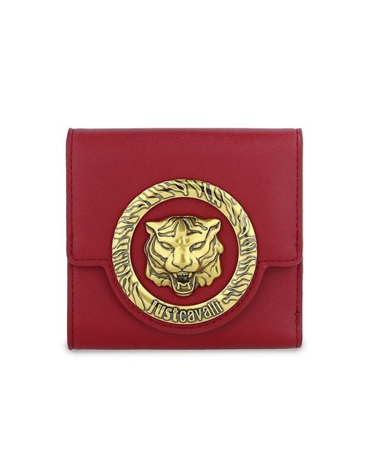 Just Cavalli Red Tiger Plaque Compact Wallet