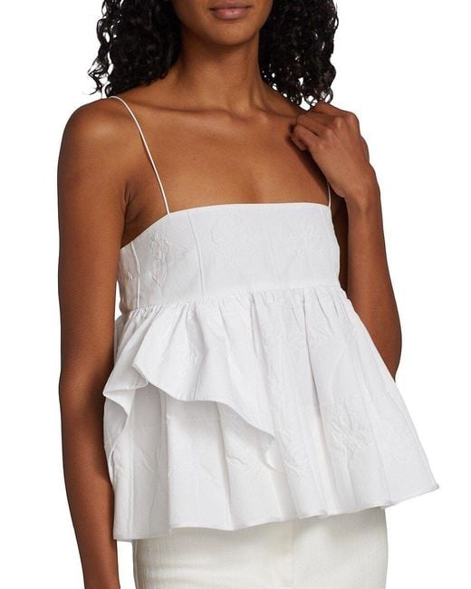 Cecilie Bahnsen Debora Peplum Top in White | Lyst