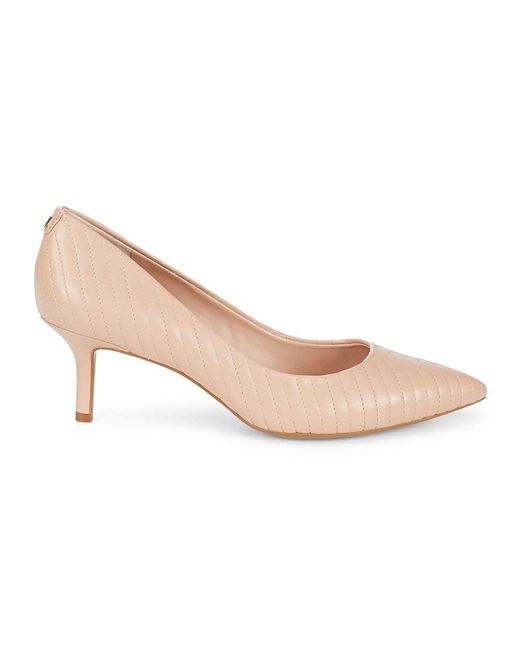 Karl Lagerfeld Pink Rosette Leather Point Toe Pumps