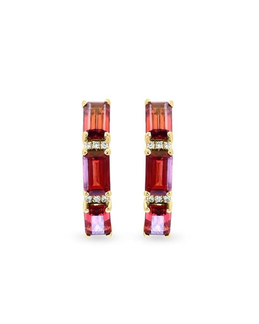 Effy Multicolor 14K, Garnet & Diamond Huggie Earrings