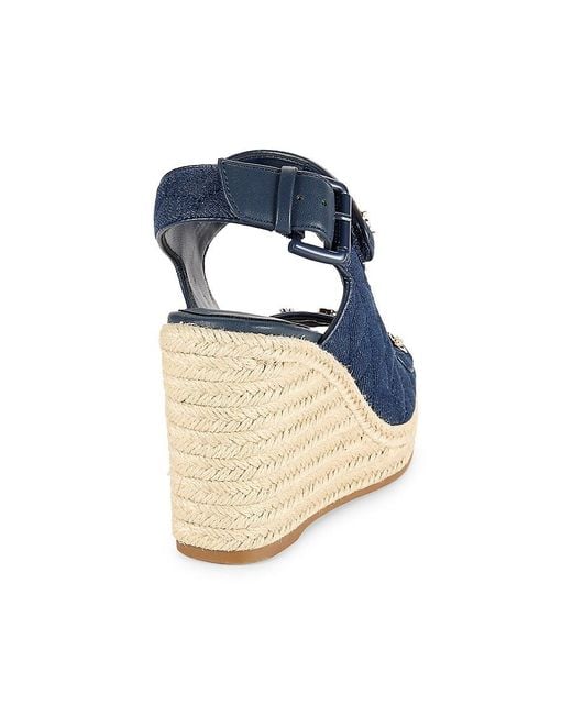 Karl Lagerfeld Blue Carolyna Denim Espadrille Wedge Sandals