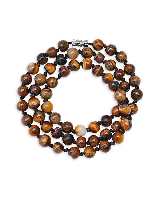 Anthony Jacobs Metallic Stainless Steel & Beaded Tiger Eye Bracelet Necklace for men